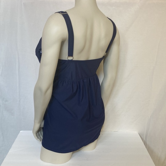 Women’s Plus Size XXXL Tankini Navy Blue Color Lightly Padded Criss Cross Bust - Picture 6 of 7